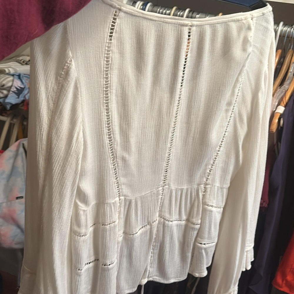 Raga white hippie flowy shirt medium - Picture 3 of 3